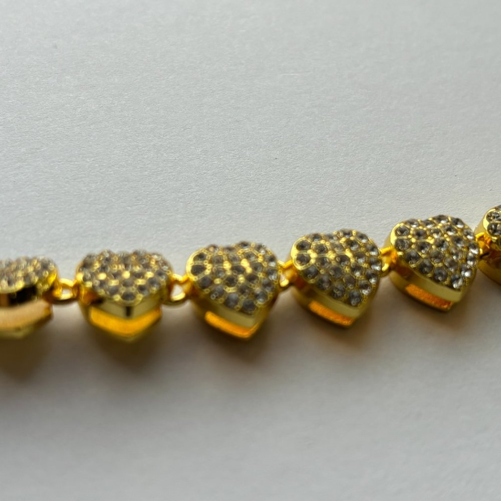 Fifth Avenue Strawberry Chain Necklace Gold Round Cut White Zircon 18 inch